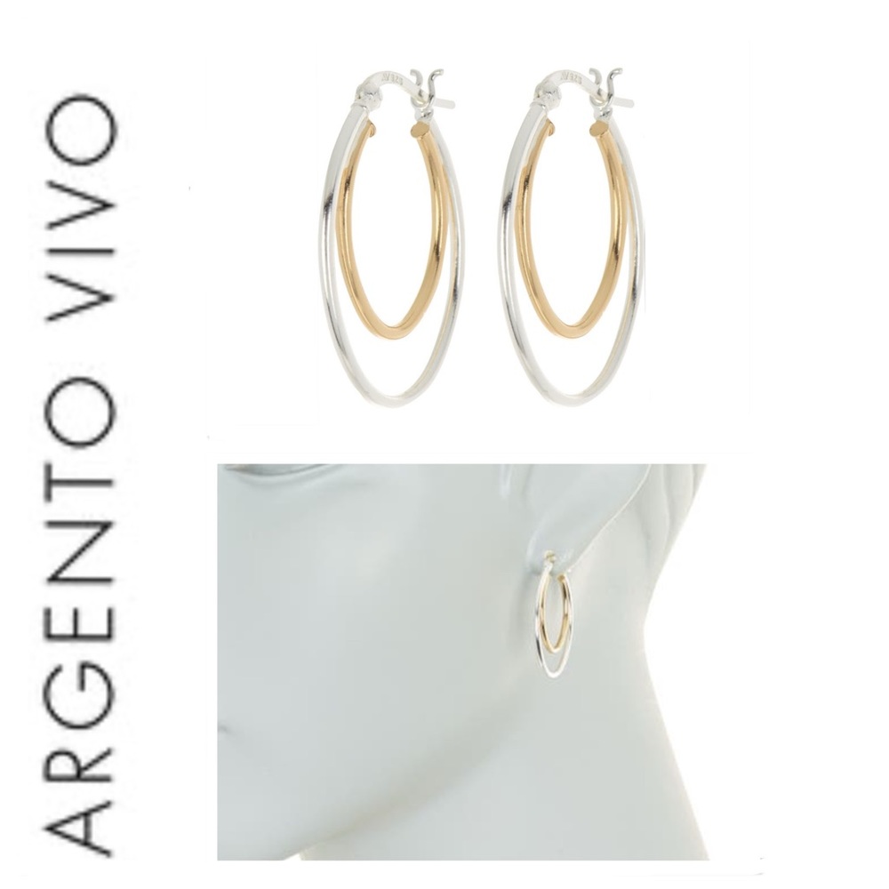 🐘 Argento Vivo 18K Gold Plated Hoop Earrings